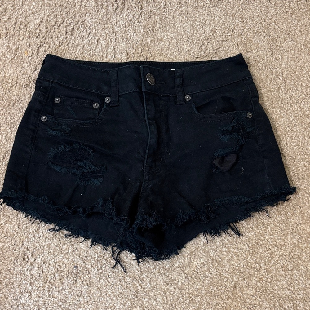 American Eagle Outfitters Black Distressed Jean Shorts